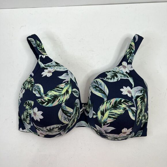 Cacique Size 38F Bra Lightly Lined Full Coverage Underwired Blue Floral Women’s - Picture 2 of 12